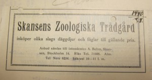 Advertisement asking for offers to sell mammals and birds