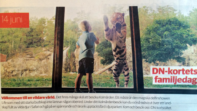 Välkommen till en vildare värld. Advertisement run in Dagens Nyheter, 12 May 2014.