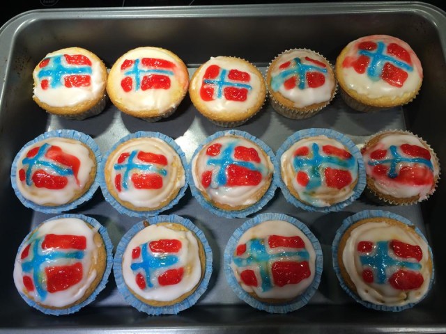 The patriotic cupcakes I made to celebrate May 17th.