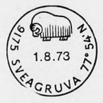 New postmark issued in 1973 for Svalbard's Sveagruva featuring a muskox