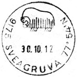Sveagruva postmark dated 30 October 2012 on a collector's website (http://stamp-stuff.blogspot.se/2012/11/sveagruva-norway.html)